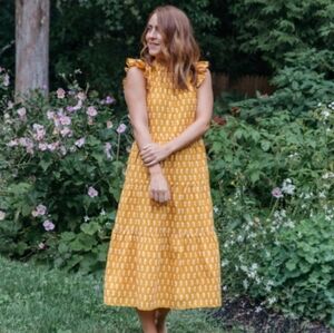 J. Crew Tiered Cotton Voile Sleeveless Midi Dress Size XL Mustard Gold